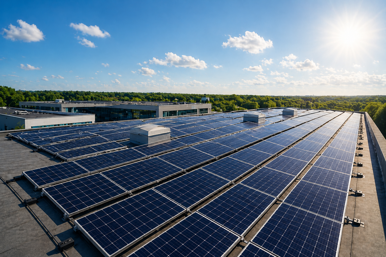 Commercial rooftop solar installation
